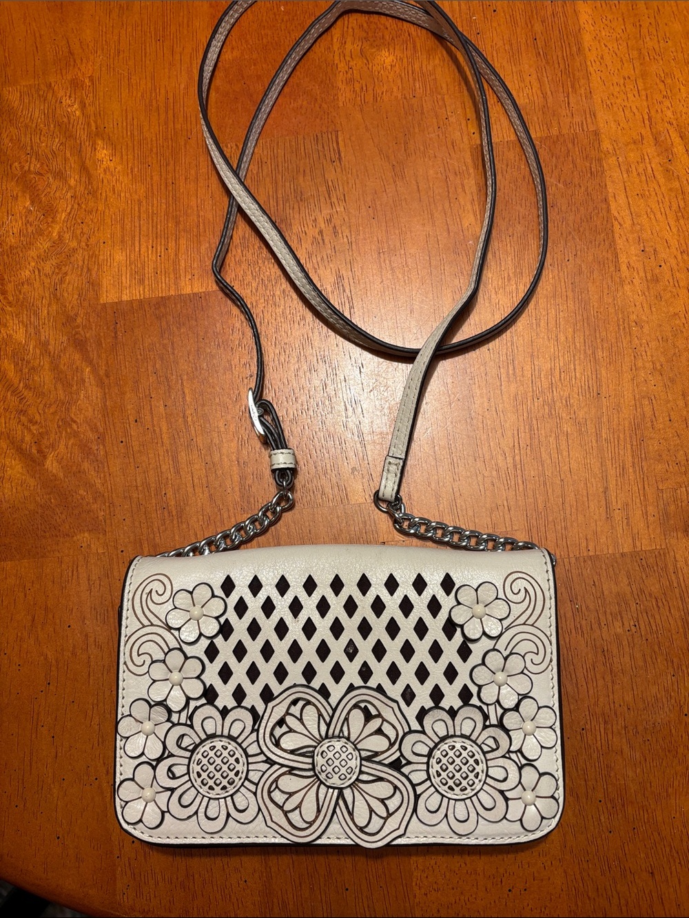 BRIGHTON Women's Floral Laser-Cut Crossbody Bag in Cream